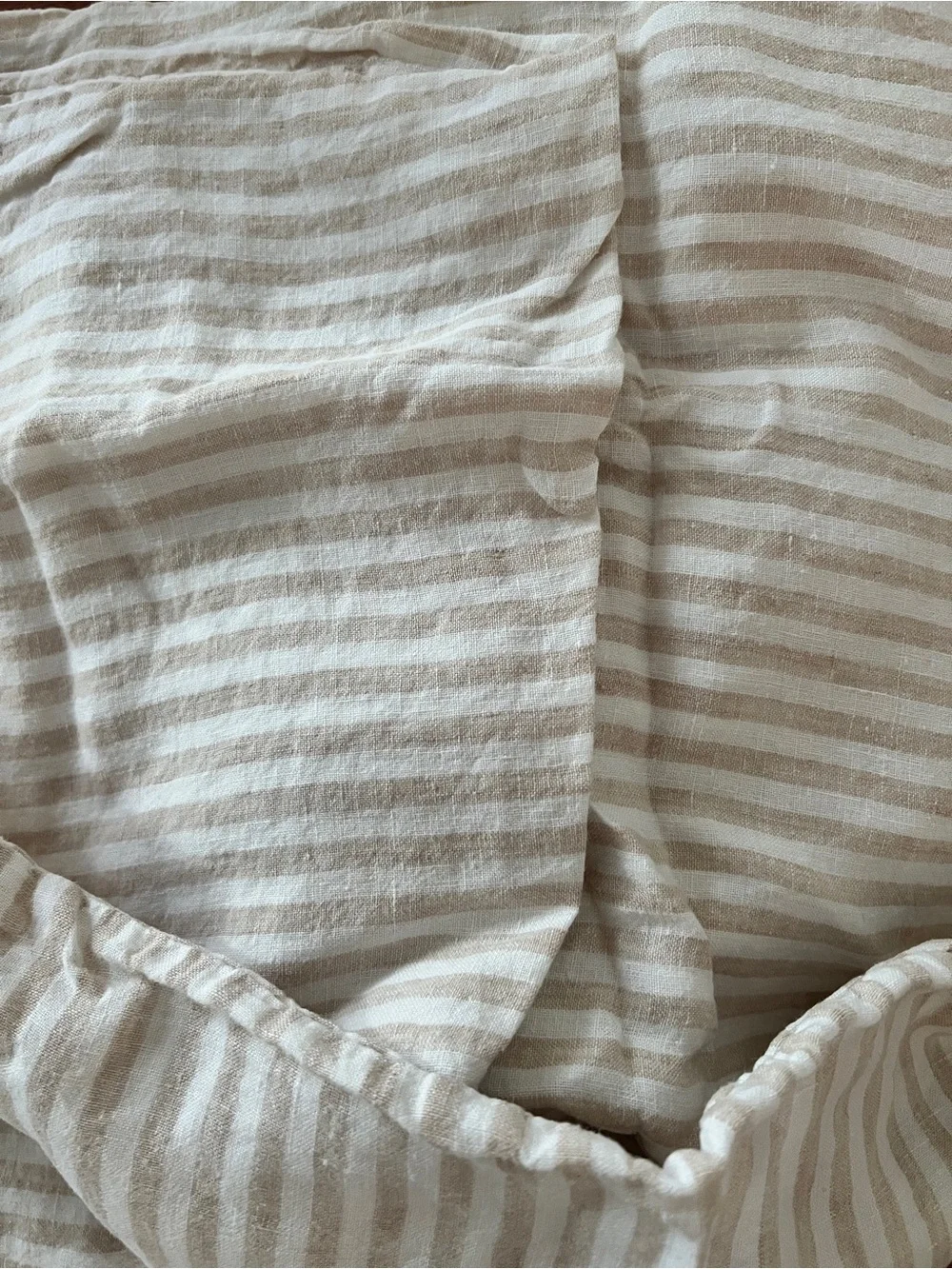 Quince European Linen Stripe Sham Set in Natural/White, King